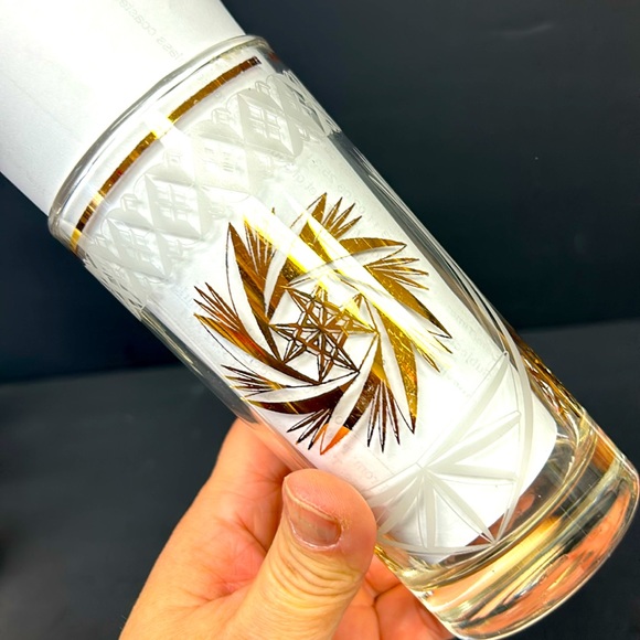 Mid Century Modern set of 4 ATOMIC PINWHEEL highball glasses - Picture 4 of 8